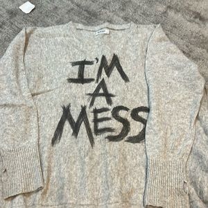 Lauren Moshi cashmere grey I’M A MESS popular sweater
